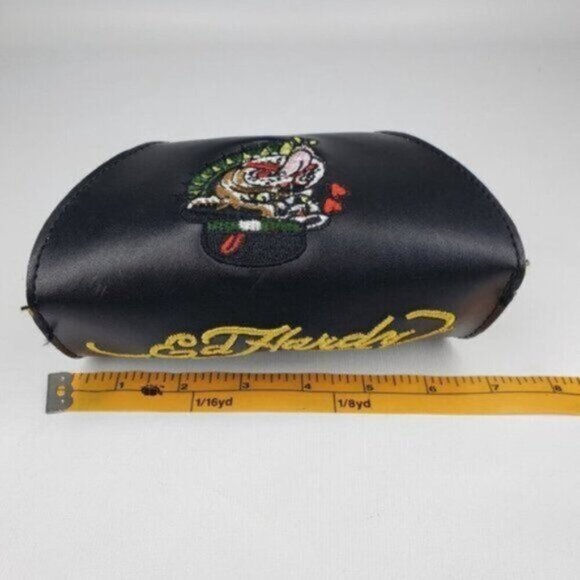 Ed Hardy Eyewear Black Embroidered Sunglass Case Skull Roses Bulldog Clo… - Picture 14 of 15